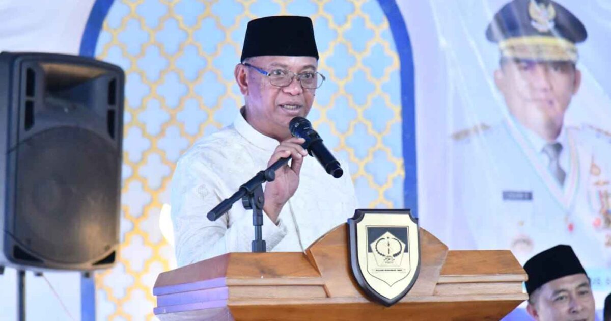 Bupati Boltim Oskar Manoppo memuji Gubernur Sulut terkait 25 blok WPR saat sambutan Safari Ramadan Pemprov di Tutuyan