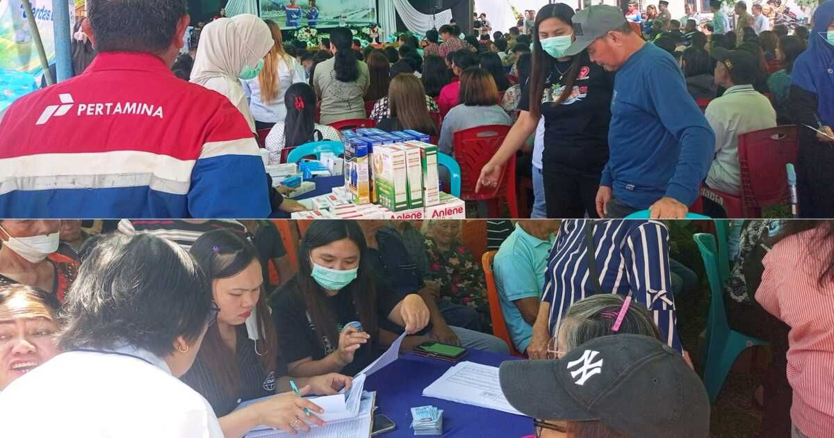 Suasana pemeriksaan kesehatan gratis bagi lansia pada kegiatan Program Filantropi Sosial PGE Kotamobagu di Mooat