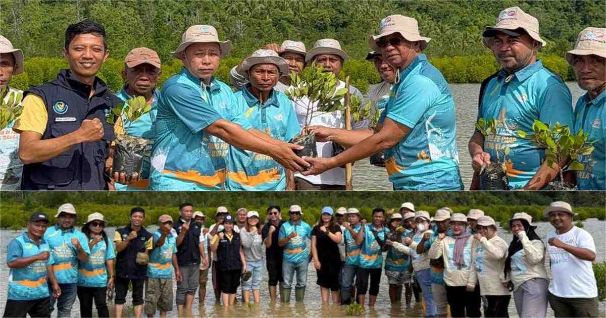 Bupati Boltim Oskar Manoppo memimpin penanaman mangrove di Desa Loyow Kecamatan Nuangan.