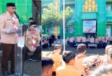 Bupati Boltim Oskar Manoppo saat menutup Perkemahan Moderasi Beragama III di Kabupaten Boltim.