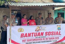 Kapolres Boltim Salurakan Bansos kepada warga di Kecamatan Tutuyan