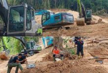 Lima ekskavator beroperasi di lokasi PETI perkebunan kayu manis Kabupaten Bolaang Mongondow Timur.